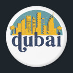 Dubai UAE Vintag Retro City Skyline City Art Magnet<br><div class="desc">Vintages und retro City Design mit wunderschöner Skyline, touristischer Attraktion und Stadtbild. Cooler Wolkenkratzer und Gebäude Silhouette Illustrationen für Touristen und Reisende. Ideal als Souvenir, um Zuhause zu bringen, wenn Sie durch die Welt reisen. Rett die Erinnerung an deine Reise und Ferien mit Familie und Freunden. Die Hintergrundfarbe kann auf...</div>