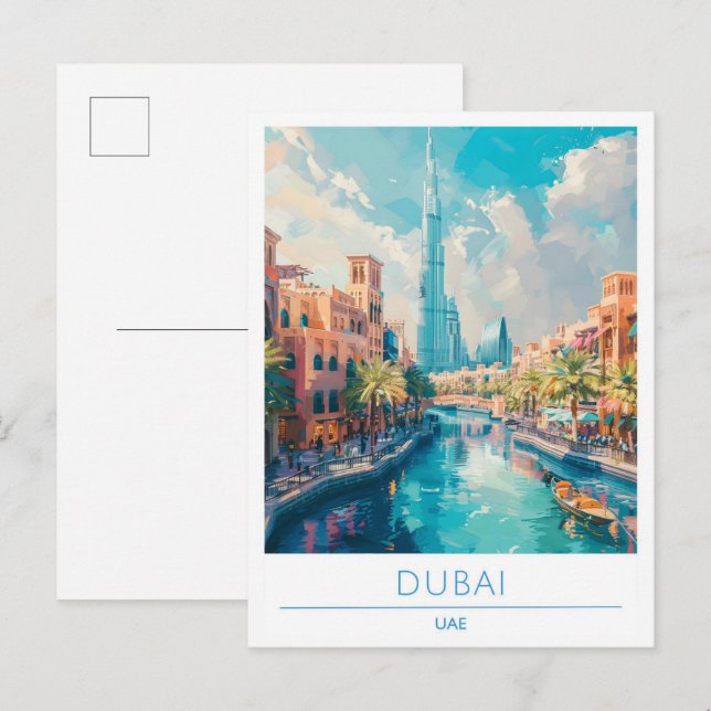 Dubai UAE Vintage Travel Postkarte (Vorne/Hinten)