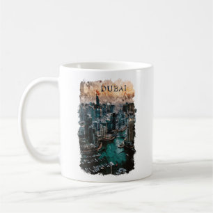Dubai UAE Watercolor Skyline Kaffeetasse