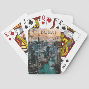 Dubai UAE Watercolor Skyline Spielkarten