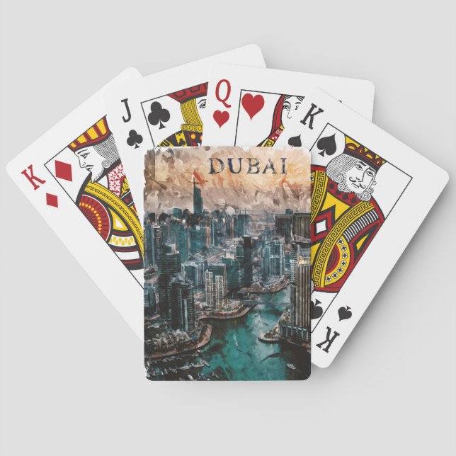 Dubai UAE Watercolor Skyline Spielkarten (Rückseite)