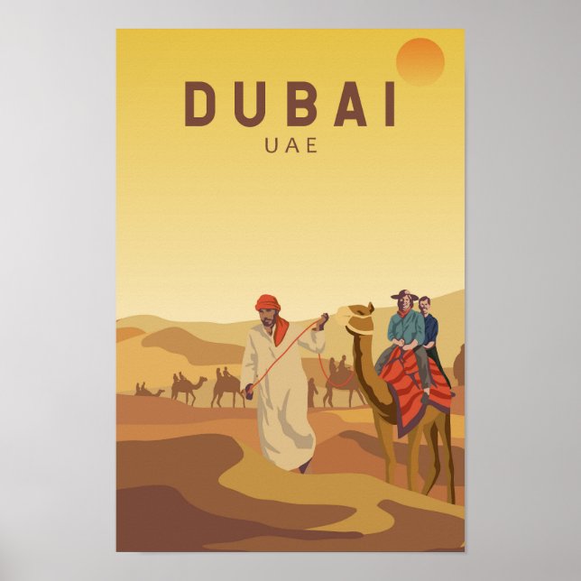 Dubai United Arab Emirates Desert Safari Retro Poster (Vorne)