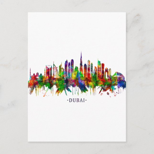 Dubai United Arab Emirates Skyline Einladungspostkarte (Vorderseite)