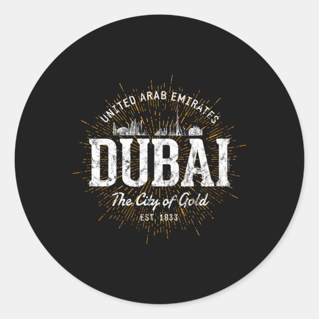 Dubai United Arab Emirates Style Dubai Runder Aufkleber (Vorderseite)