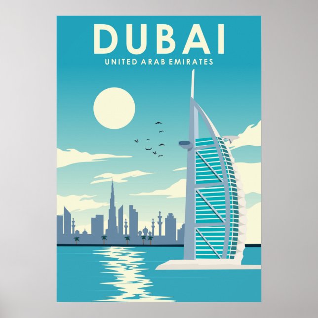 Dubai United Arab Emirates Travel Illustration  Poster (Vorne)