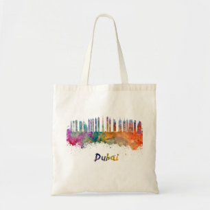Dubai V2 Skyline in Aquarellfarbe Tragetasche