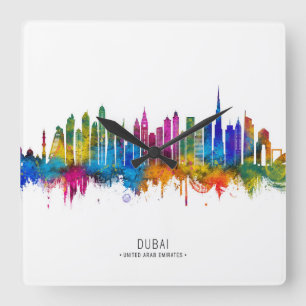 Dubai VAE Skyline Quadratische Wanduhr