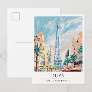 Dubai Vereinigte Arabische Emirate Kunst Illustrat Postkarte
