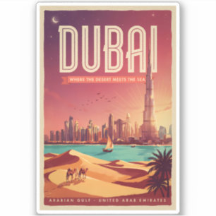 Dubai Vereinigte Arabische Emirate Nacht Skyline I Aufkleber