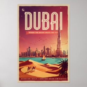Dubai Vereinigte Arabische Emirate Nacht Skyline I Poster