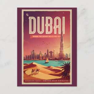 Dubai Vereinigte Arabische Emirate Nacht Skyline I Postkarte