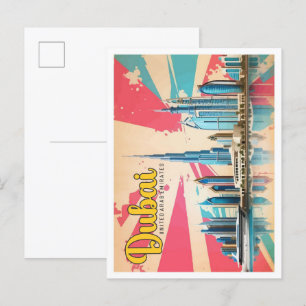 Dubai Vereinigte Arabische Emirate Pop-Art-Reiseil Postkarte