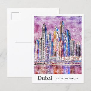 Dubai Vereinigte Arabische Emirate Reise Wasserfar Postkarte
