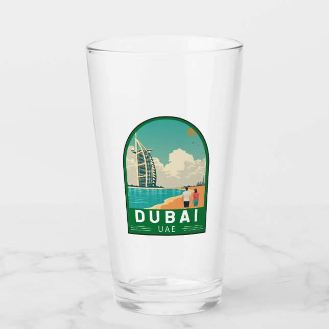 Dubai Vereinigte Arabische Emirate Retro Travel Ar Glas (Vorderseite)