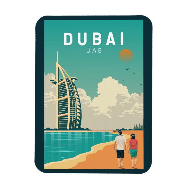 Dubai Vereinigte Arabische Emirate Retro Travel Ar Magnet (Vertikal)
