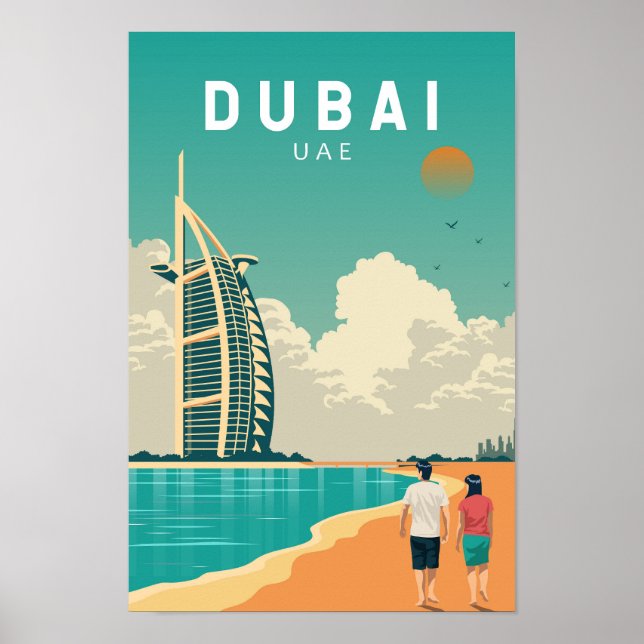 Dubai Vereinigte Arabische Emirate Retro Travel Ar Poster (Vorne)
