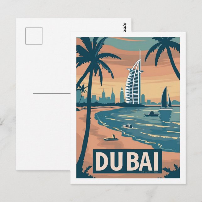 Dubai Vintag Famous Travel Place Postkarte (Vorne/Hinten)