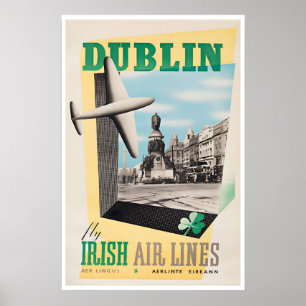 Dublin Druck Irland Reiseplakat Irish Airlines Poster