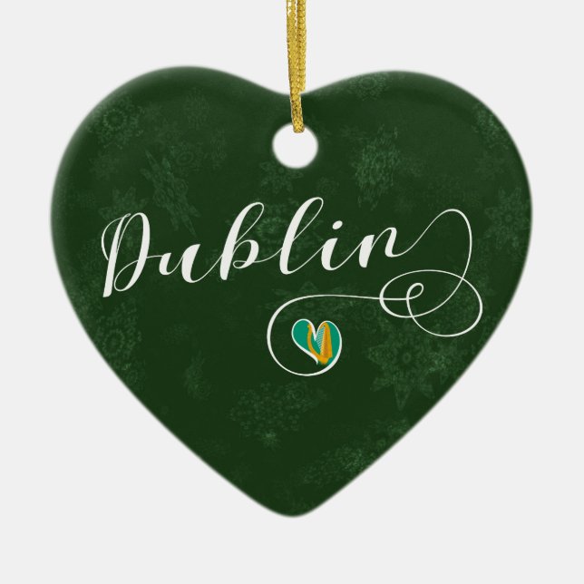 Dublin Herz, Weihnachtsbaum Keramik Ornament (Vorne)