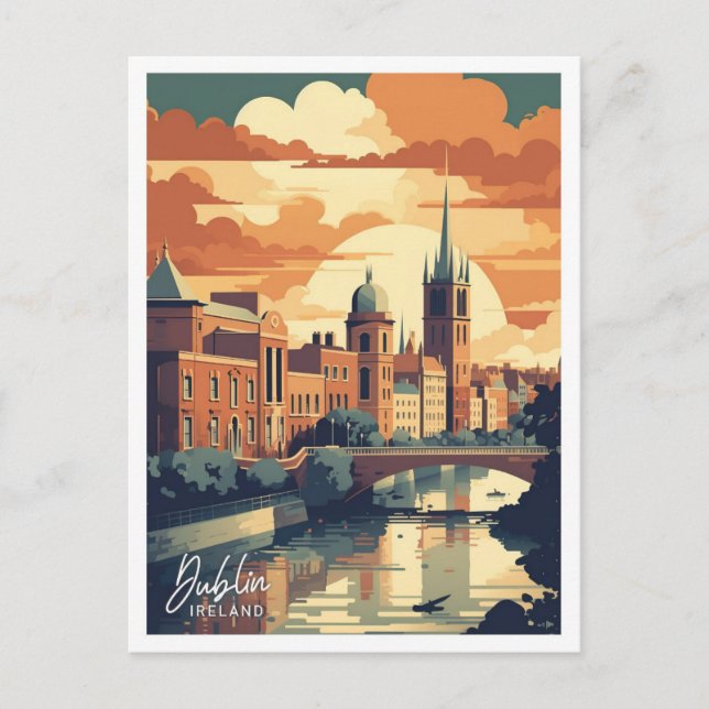 Dublin Ireland Art Travel Place Illustration Postkarte (Vorderseite)