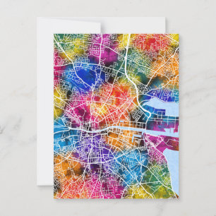 Dublin Ireland City Map Postkarte