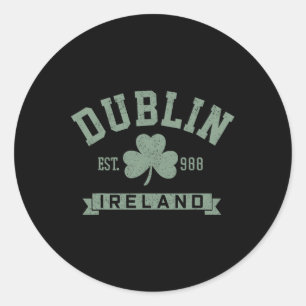Dublin Ireland Clover Leaf Irish St Patricks Day Runder Aufkleber