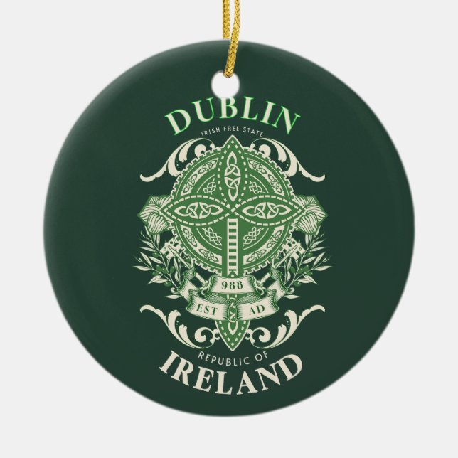 Dublin Ireland Irish Celtic Cross Keramik Ornament (Vorne)