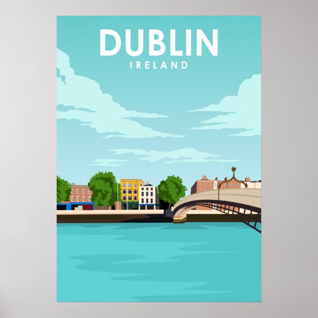 Dublin Ireland Minimal Illustration Travel Art Poster (Vorne)