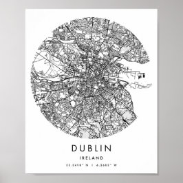 Dublin Ireland Minimal Modern Circle Street Karte Poster
