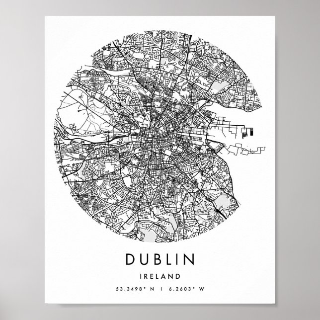 Dublin Ireland Minimal Modern Circle Street Karte Poster (Vorne)