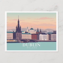 Dublin Ireland Pastel Travel Design Postkarte