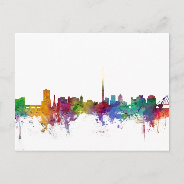 Dublin Ireland Skyline Postkarte (Vorderseite)