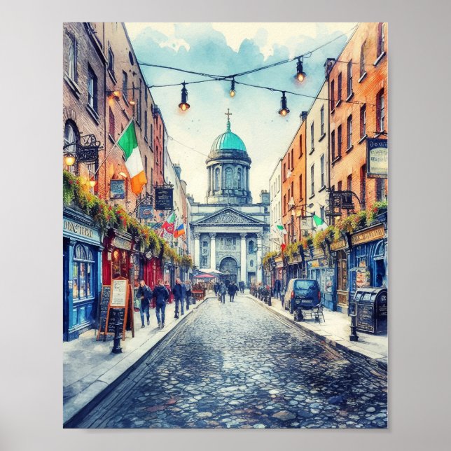 Dublin Ireland Watercolor Poster (Vorne)