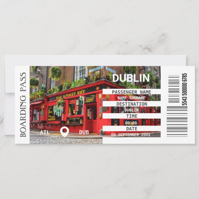 Dublin Irland Boarding Pass Einladung (Vorderseite)