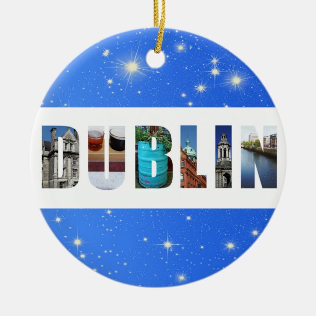 Dublin Irland City Travel Fotos Weihnachten Keramik Ornament (Vorne)