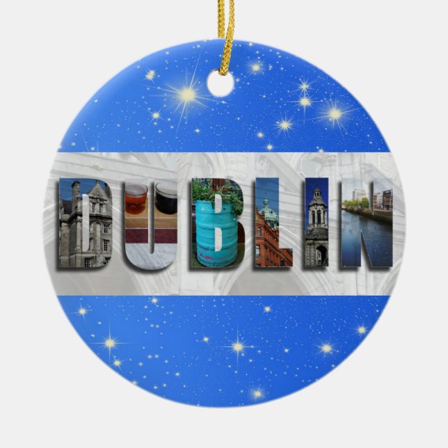 Dublin Irland City Travel Fotos Weihnachten Keramik Ornament (Vorne)