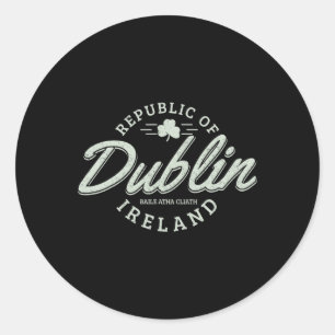 Dublin Irland Kleeblatt Irischer St. Patricks Tag Runder Aufkleber