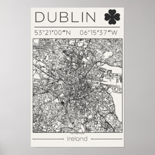 Dublin Irland Kohle Stadtkarte Poster Minimalistis
