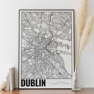 Dublin Irland Minimalistische Karte Poster