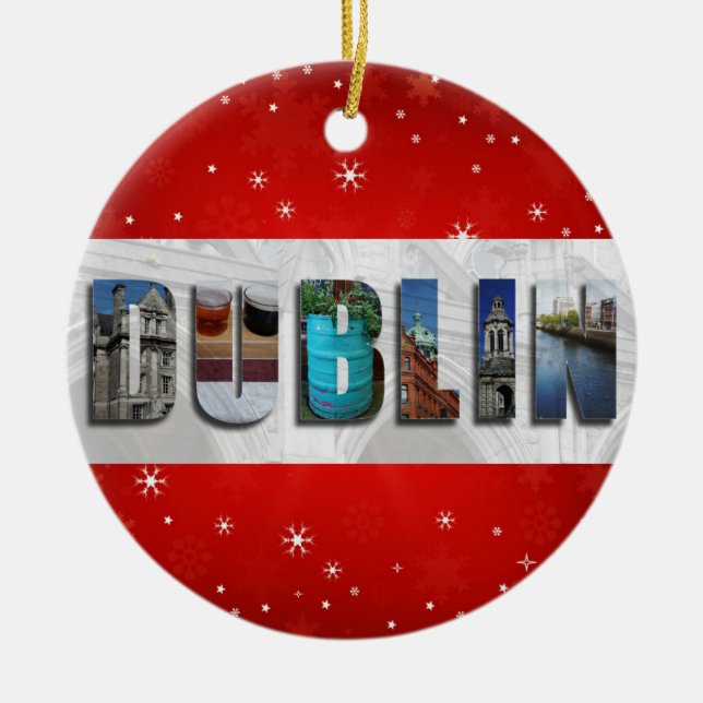 Dublin Irland Reisen Fotos Schneeflocken Weihnacht Keramik Ornament (Vorne)