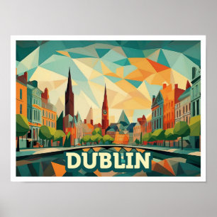 Dublin Irland Reisen künstlerisch bunt Poster