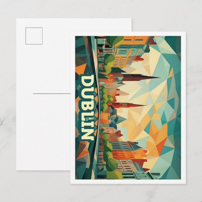 Dublin Irland Reisen künstlerisch bunt Postkarte (Vorne/Hinten)