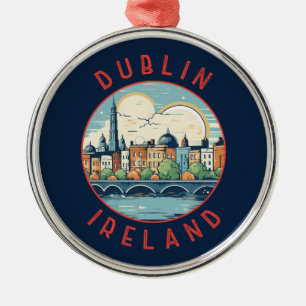 Dublin Irland Retro Distressed Circle Ornament Aus Metall