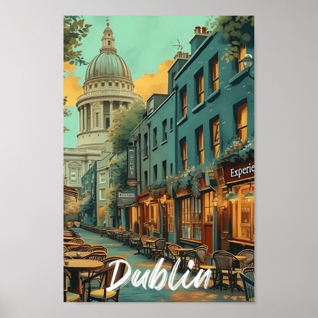 Dublin Irland Vintag Art Travel Illustration Poster (Vorne)