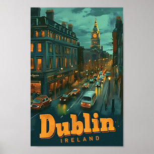 Dublin Irland Vintag Art Travel Illustration Poster