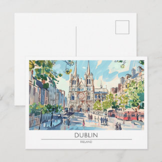 Dublin Irland Vintage-Kunst-Illustration Reise Postkarte