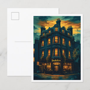 Dublin Irland Vintage Kunst Reiseillustration Postkarte