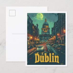 Dublin Irland Vintage-Kunst-Reiseillustration Postkarte