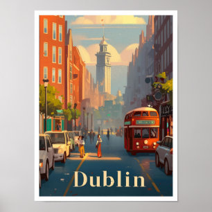 Dublin Irland Vintage Reiseillustration Poster