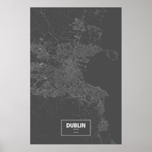 Dublin, Irland (weiß auf Schwarzem) Poster